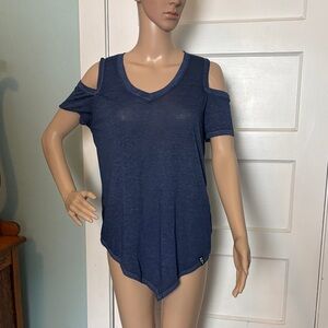 Marc New York Navy Blue Cold Shoulder V-Neck Top Size S